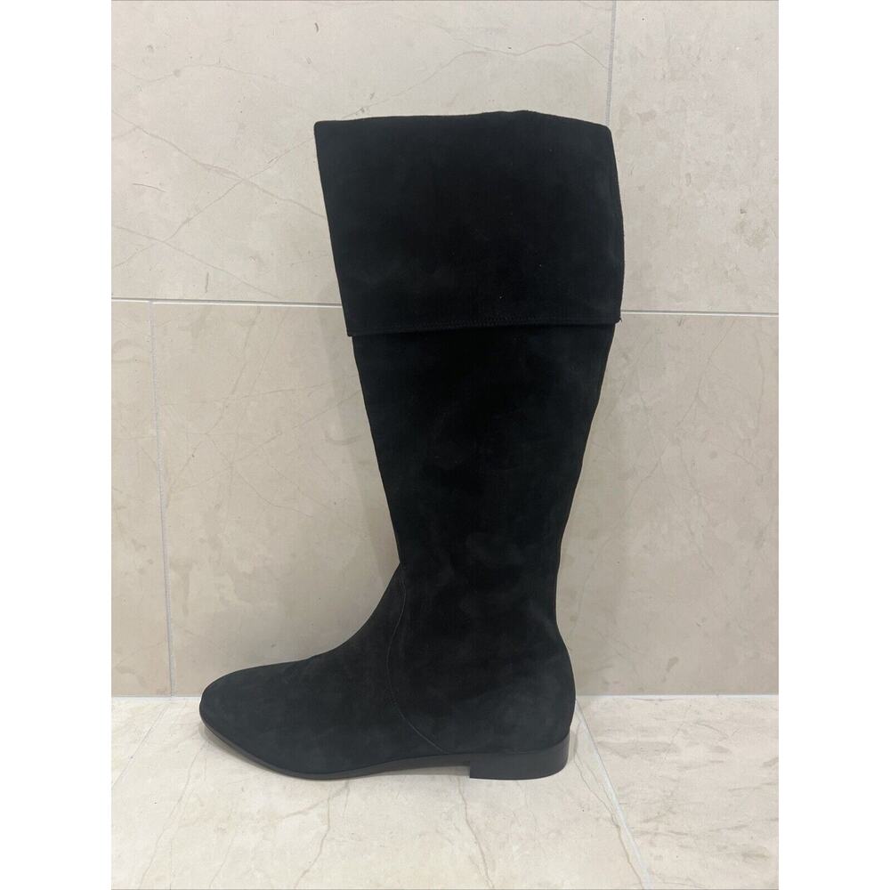 Antonio Melani Women Size 7 Black Suede Leather Boots Side Zip EUC